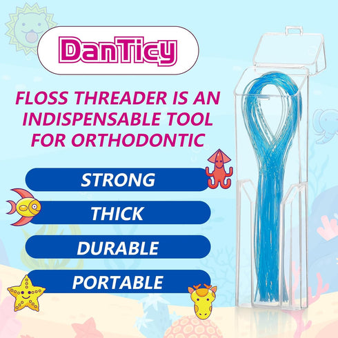 Preteen Kids Floss Threaders, Deep Clean Orthodontic Threader Floss for Braces, Bridges, and Implants 200PCS (4Pack)...