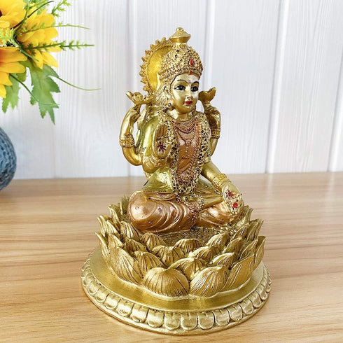 BangBangDa Hindu Goddess Lord Laxmi Statue - Lakshmi Statue Indian God Home Office Temple Mandir Puja Items India Idol Figurine Murti Pooja Diwali...