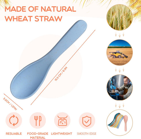 16 Pcs Wheat Straw Spoon set Unbreakable Soup Spoons 6 Inches Ramen Spoons Portable Small Spoons Cereal Spoons for Kid and Adult (8 colors)...