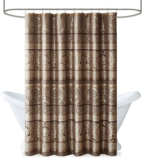 Madison Park Bellagio Taupe Shower Curtain, Transitional Shower Curtains for Bathroom, 72 X 72, Beige...