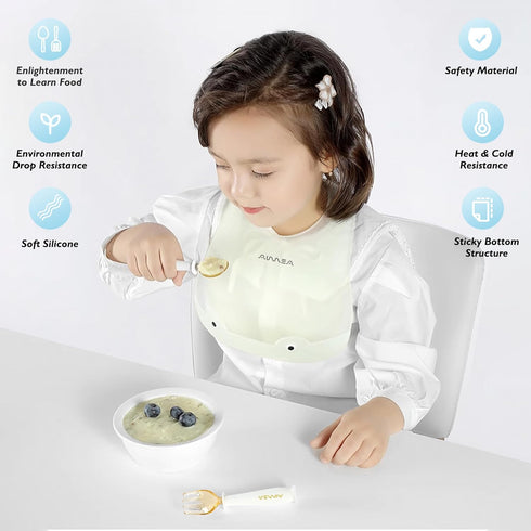 Toddler Forks and Spoons Set with travel case, Kids utensils for self-feeding bendable handle,Safe silicone Children Spoon and Fork,Toddler utensi...