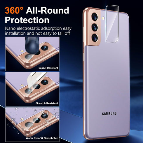 UniqueMe for Samsung Galaxy S21 Plus Screen Protector, 9H Hardness Fingerprint Unlock Samsung S21+ Tempered Glass + Camera Lens Protector with Eas...