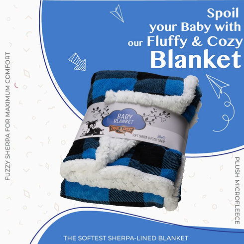 Ultra Soft Sherpa Fleece Plaid Baby Blanket | Cozy, Plush Throw Blanket for Kids | Reversible Plaid | Washable | Wide Size for Extra for Warmth & ...