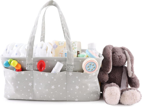 Zsedrut Cotton Baby Diaper Caddy Organizer Canvas Portable Organizer for Changing Table,Car Diaper Caddy (Small Star Gary)...