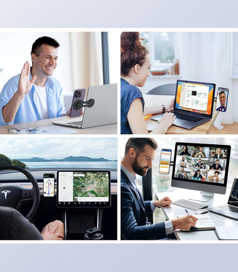 MoKo Magnetic Laptop Phone Holder, Adjustable Continuity Camera Mount for Monitor's Top and Side, Slim Computer Expansion Bracket Stand for Tesla,...