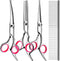 5 in1 Dog Grooming Scissors Kit, Professional Dog Scissors for Grooming with Safety Round Tips, Titanium Coated Grooming Scissors Kit for Dogs Cat...