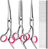 5 in1 Dog Grooming Scissors Kit, Professional Dog Scissors for Grooming with Safety Round Tips, Titanium Coated Grooming Scissors Kit for Dogs Cat...