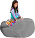 Posh Stuffable Kids Stuffed Animal Storage Bean Bag Chair Cover - Childrens Toy Organizer, X-Large 48" - Solid Gray...