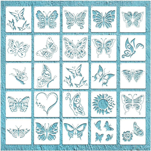 20Pieces Butterfly Stencils for Painting, Reusable PET Spring Templates Flower Butterflies Stencils for Painting Craft Wood Canvas Fabric Nature H...