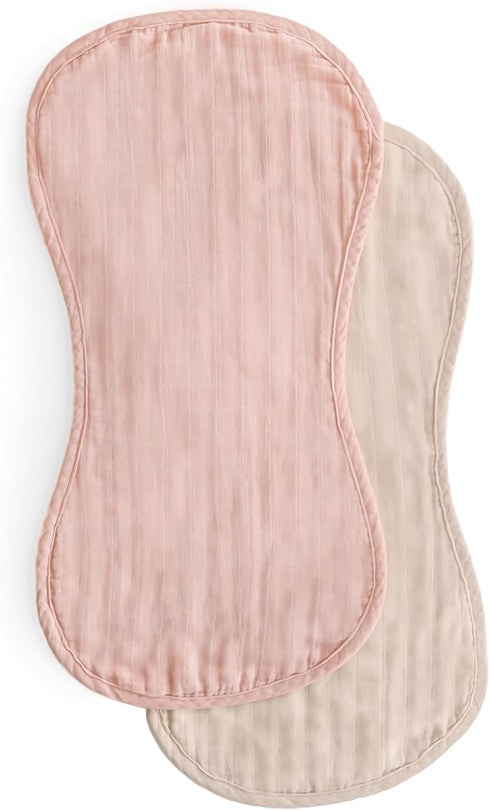 mushie Muslin Baby Burp Cloths | 100% Organic Cotton, Set of 2 (Blush/Fog)...