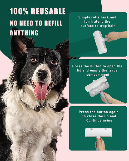 Pet Hair Remover Roller - Reusable Lint Roller for Pet Hair - Portable Cat and Dog Hair Remover - Pet Hair Removal Tool for Furniture, Couch, Carp...