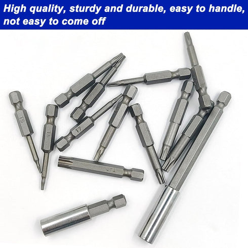 12 Pcs Torx Head Screwdriver Bit Set + 2 Sizes Magnetic Drill Bit Extension Holder, 1/4" Hex Shank S2 Security Tamper Proof Screw Driver Kit Tools...