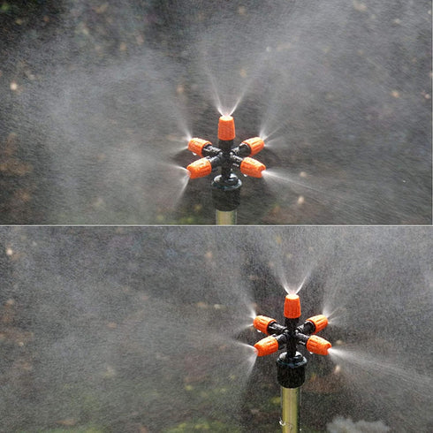 Garden Irrigation Sprinklers Head Five Head Drip Irrigation Emitters 360° Micro Irrigation System 1/2 inch Drip Irrigation Parts for Patio,Lawn,Gr...