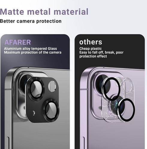 AFARER 2 Pack for iPhone 15/iPhone 15 Plus Camera Lens Protector, Metal Camera Cover with 9H Tempered Glass Screen Protector Accessories,[Drop Pro...