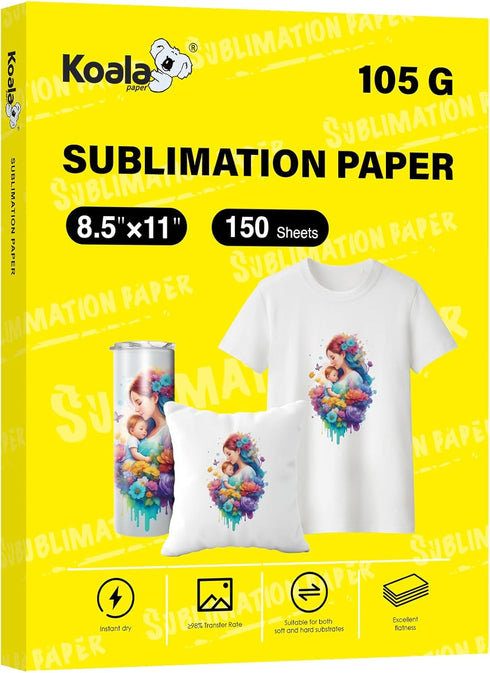 Koala Sublimation Paper 8.5x11 inches 150 Sheets Easy to DIY T-shirts, Tumblers, Mugs Only Compatible with Inkjet Sublimation Printer Sublimation ...