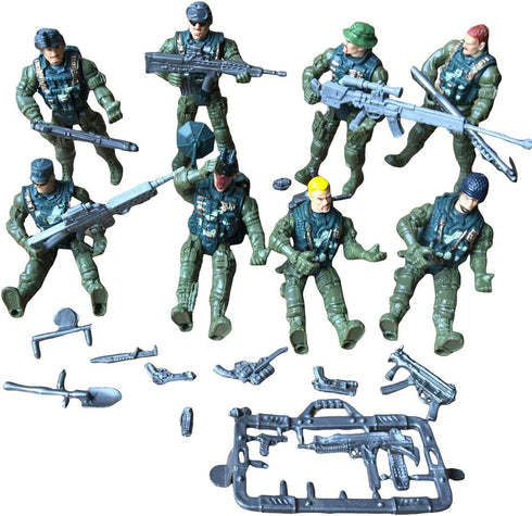 8 Pcs Soldier Action Figure Toy Army Men with Weapon Accessories/SWAT Team Figure Military Playset for Boys Girls, Birthday (8 pcs American soldie...