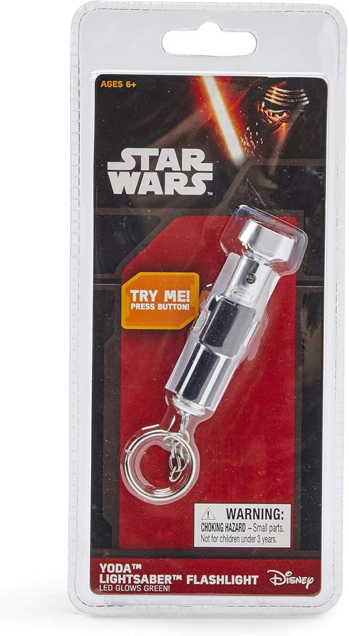 Star Wars Mini Yoda Lightsaber Flashlight - Green LED Model Replica - Attachable Keychain for Backpacks, Wallets, Phones, and Bags - Licensed Disn...