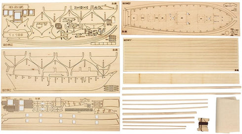 DIY Hobby Wooden Ship, 1:100 Scale Wooden Wood Sailboat Ship Kits Home DIY Model Home Decoration Boat Gift Toy Assembly Model Boat Kits Sailing Bo...
