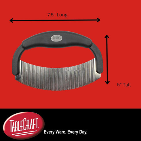 TableCraft H6610 Single Mezzaluna – Wavy Crinkle Cutter for Fruits, Vegetables, Pickles & Potatoes – Stainless Steel, One-Handed, Crinkle Cut Tool...