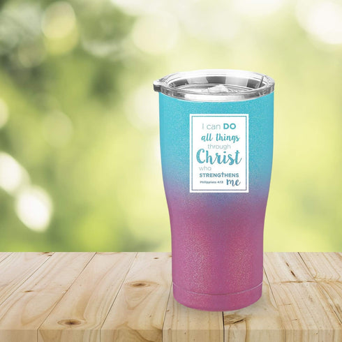 Philippians 4:13 Tumbler - I Can Do All Things Through Christ Who Strengthens Me - Stainless Steel Insulated Cup - Christian Gifts for Women (20 O...