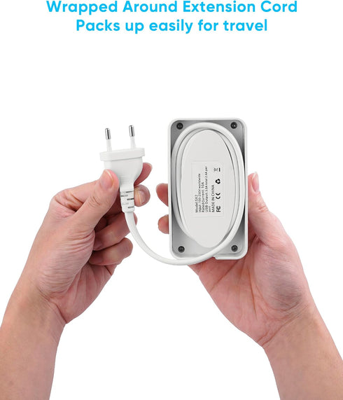 European Travel Plug Adapter, EU/UK/US Travel Plug Adapter Power Strip, 6 AC Outlets, 4 USB Ports (2 USB C), 3ft Wrapped Around Extension Cord, Co...