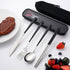 18/10 Portable Cutlery Spoon Fork Chopstick Gold Flatware Set with Case Travel Camping Outdoor Cutlery Set Stainless Steel-Black, Large...