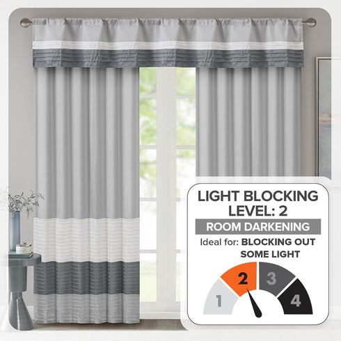 Madison Park Window Curtain Single Panel Faux Silk, Elegant Pleats, Rod Pocket Curtains for Living Room Privacy, Room Darkening Window Curtain for...