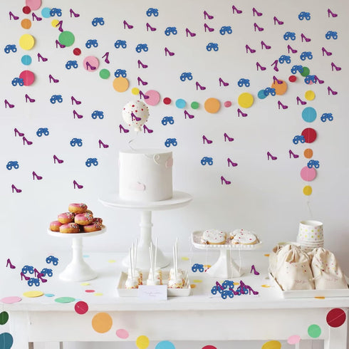 120pcs Wheels or Heels Confetti, Boy or Girl Gender Reveal Party Decoration, Pink or Blue He or She Baby Shower Boy Girl 1st Birthday Party Table ...