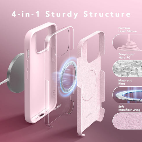 GONEZ for iPhone 14 Pro Case, Compatible with Magsafe, with 2X Screen Protector + 2X Camera Lens Protector, Soft Anti-Scratch Microfiber Lining, S...