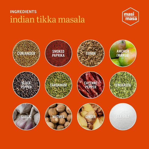 MASI MASA Indian Tikka Masala Spice Blend (3 pack), Curry Seasoning for Simmer Sauce, Marinade or Rub, 12 Spice Mix, Vegan, No Gluten, Soy, Dairy,...