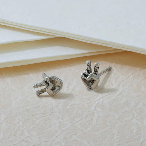 Boma Jewelry Sterling Silver Peace Sign Hand Stud Earrings...