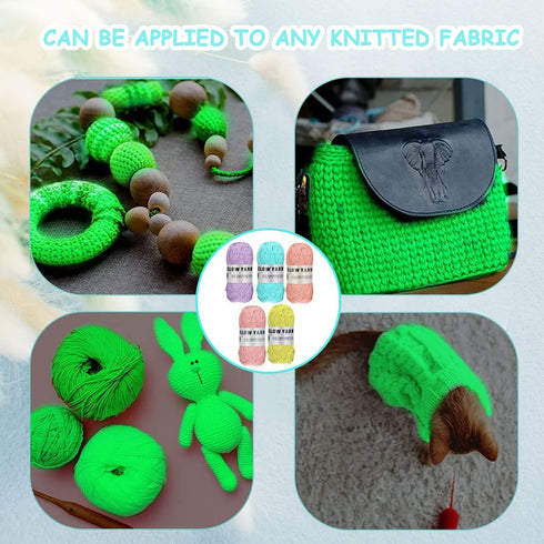 5 Pcs Glow in The Dark Yarn(Each 55yd),DIY Glow Yarn for Knitting Luminous Yarn for Crocheting Sewing Supplies for Crocheting for DIY Arts, Crafts...