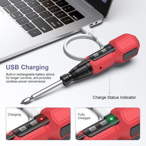 JXTZ Electric Screwdriver Set, Rechargeable Cordless Power Screwdriver with 9 Screwdriver Bits, LED Light, Auto & Manual Mode for Smartphone, Game...