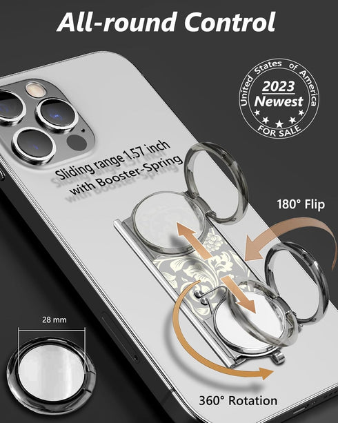 Anti-Theft Phone Ring Slidable Holder with Assist Spring & Lanyard & Tether for Travel & One-Handed Operation & Magnetic Car Mount and Relief Anxi...