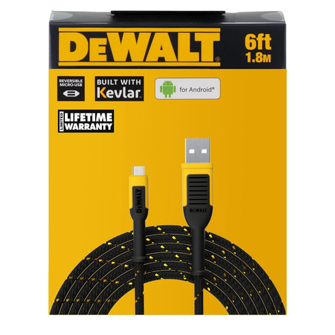 DEWALT Micro-USB to USB Cable — Reinforced Braided Micro-USB Cable — USB to Micro-USB Cable — Charger Cord Compatible with Android — Android Compa...