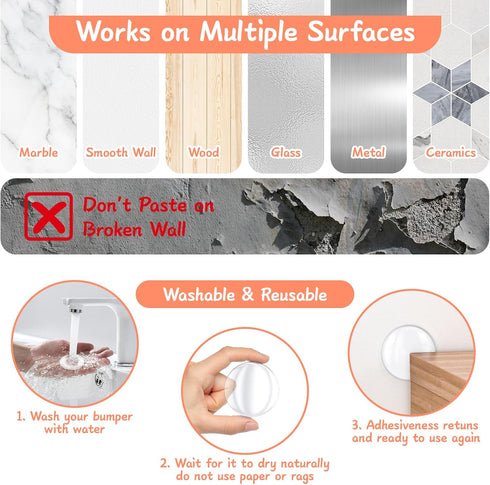 Door Stoppers for Wall 2’’, 6 pcs Door Knob Wall Protector-Soft and Clear, Strong Self-Adhesive, Protect Your Walls from Damage and Noise, More Su...
