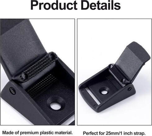 10 Pack 25mm/ 1 inch Buckle Clips for Tie-Down Straps, Plastic Cam Buckles Toggle Fasteners for DIY Craft Backpack Luggage- Black...
