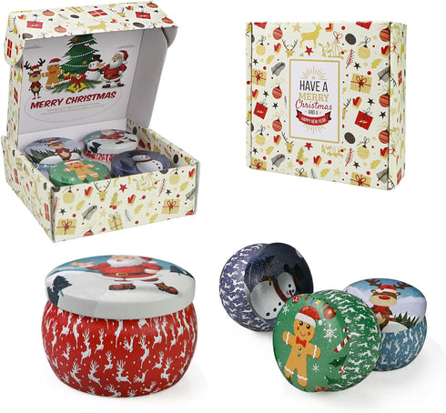 Christmas Candles, 4 Pack Scented Candles, Christmas Gifts for Women, Soy Candles Set, 120H Burning Time, Aromatherapy Candle for Meditation, Yoga...