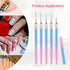 5Pcs Nail Art Liner Brushes, 7/9/11/15/20mm Fine Nail Painting Brushes, Pink to Blue Gradient Nail Art Design Brushes Kit with Metal Handle Nylon ...