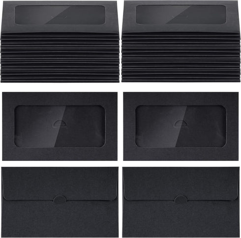 100pcs Black Gift Cards Envelopes Blank Gift Cards Sleeves Cards Holder Mini Small Envelopes with Windows for Business Gift Cards Christmas 4x2.4i...