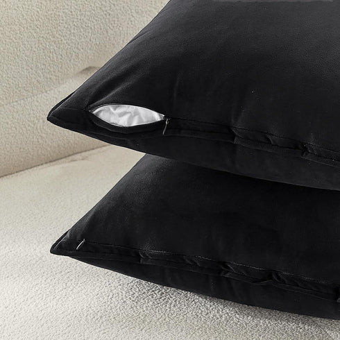 MIULEE Pack of 2 Decorative Velvet Throw Pillow Cover Soft Black Pillow Cover Soild Square Cushion Case for Sofa Bedroom Car 18x 18 Inch 45x 45cm...