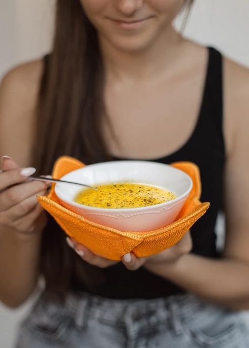Microwave Bowl Cozy Huggers Set of 4 – Durable and Reliable – for Hot and Cold Bowls, Plates and Dishes Bowl Holder for Microwave – Bowl Cozies Id...