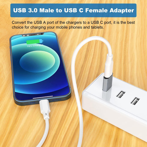 AreMe USB C Adapter (6 Pack), USB A Male to USB C Male, USB 3.0 Male to USB C Female, USB Type-C Male to USB 3.0 Female Converter Connector (Grey)...