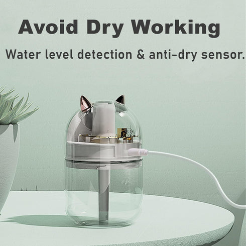 Cat Small Humidifier for Bedroom - 300ml Mini Cool Mist Humidifiers with Night Light, 2 Spray Modes, Ultra-Quiet, Portable Personal Air Humidifier...
