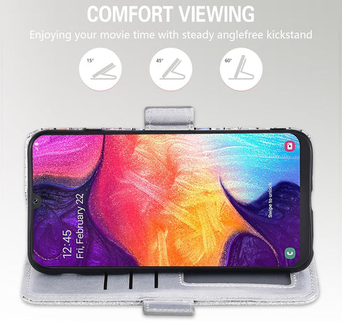 Asuwish Phone Case for Samsung Galaxy A50 A50S A30S Wallet Cover with Screen Protector and Flip Card Holder Bling Glitter Cell Glaxay A 50 50S 30S...