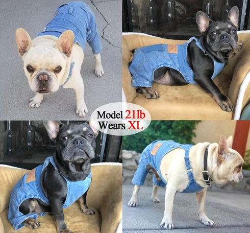 Dog Shirts Clothes Denim Overalls, Pet Jeans Onesies Apparel, Puppy Jean Jacket Sling Jumpsuit Costumes, Fashion Comfortable Blue Pants Clothing f...