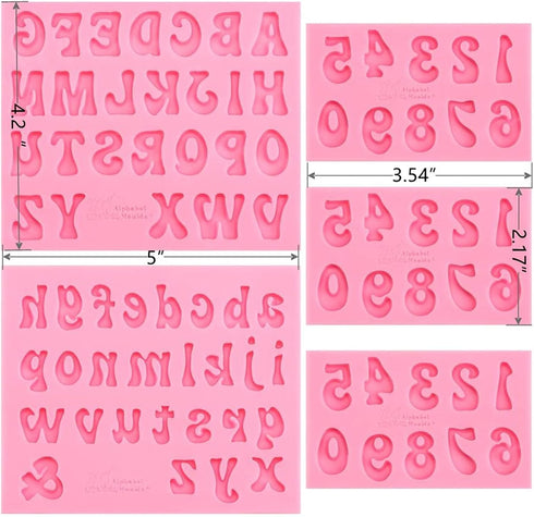 5 Pieces Small Letters Molds and Numbers Silicone Molds?0-9 Numbers, Uppercase and Lowercase Alphabet Baking Molds for Candy, Chocolate Covered St...