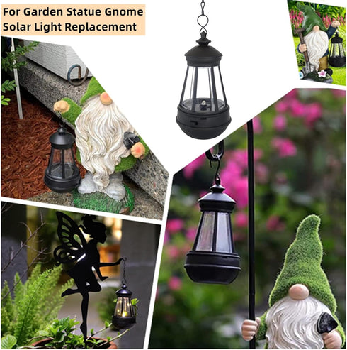 Replacement Solar Light Parts Garden Statue Gnome Solar Light Replacement Plastic Solar Hanging LED Lantern for Outdoor DIY Fairy Garden Decor Gno...