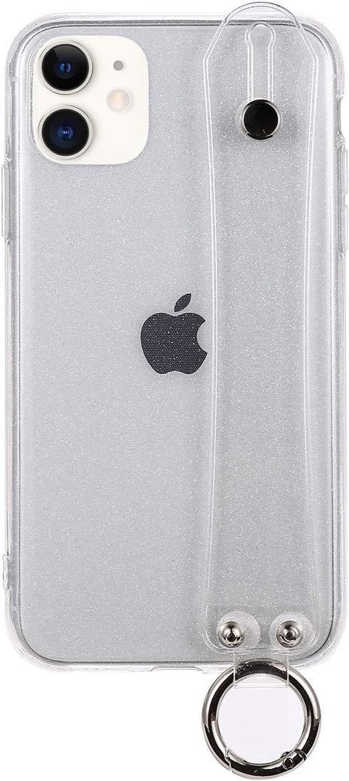 Omorro for iPhone 12 Mini Bling Girly Case, Glitter Candy Color Crystal Clear Cover with Adjustable Hand Finger Strap Kickstand Soft TPU Protectiv...