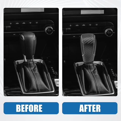 Gear Shift Head Knob Cover Transmission Lever Trim for Honda Civic 11th Gen 2022 2023 Faux Leather Black Gray Stitches...